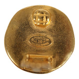 Vintage Chanel Small Round Hammered CC Earrings Gold Plated Hardware - Thumbnail View 5