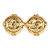 Vintage Chanel Small Round Border CC Clip On Earrings Gold Plated Hardware - Thumbnail View 1