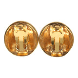 Vintage Chanel Small Round Sun Border CC Clip On Earrings Gold Plated Hardware - Thumbnail View 4