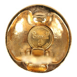 Vintage Chanel Small Round Sun Border CC Clip On Earrings Gold Plated Hardware - Thumbnail View 5