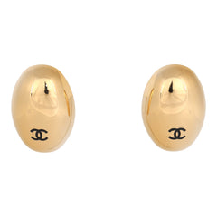 Chanel CC Oval Drop Earrings Black Resin, Gold Tone Hardware