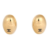 Chanel CC Oval Drop Earrings Black Resin, Gold Tone Hardware - Thumbnail View 1