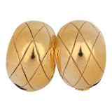 Vintage Chanel CC Quilted Hoop Clip On Earrings Gold Plated Hardware - Thumbnail View 1