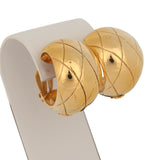 Vintage Chanel CC Quilted Hoop Clip On Earrings Gold Plated Hardware - Thumbnail View 2