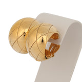 Vintage Chanel CC Quilted Hoop Clip On Earrings Gold Plated Hardware - Thumbnail View 3