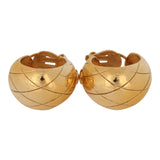 Vintage Chanel CC Quilted Hoop Clip On Earrings Gold Plated Hardware - Thumbnail View 5