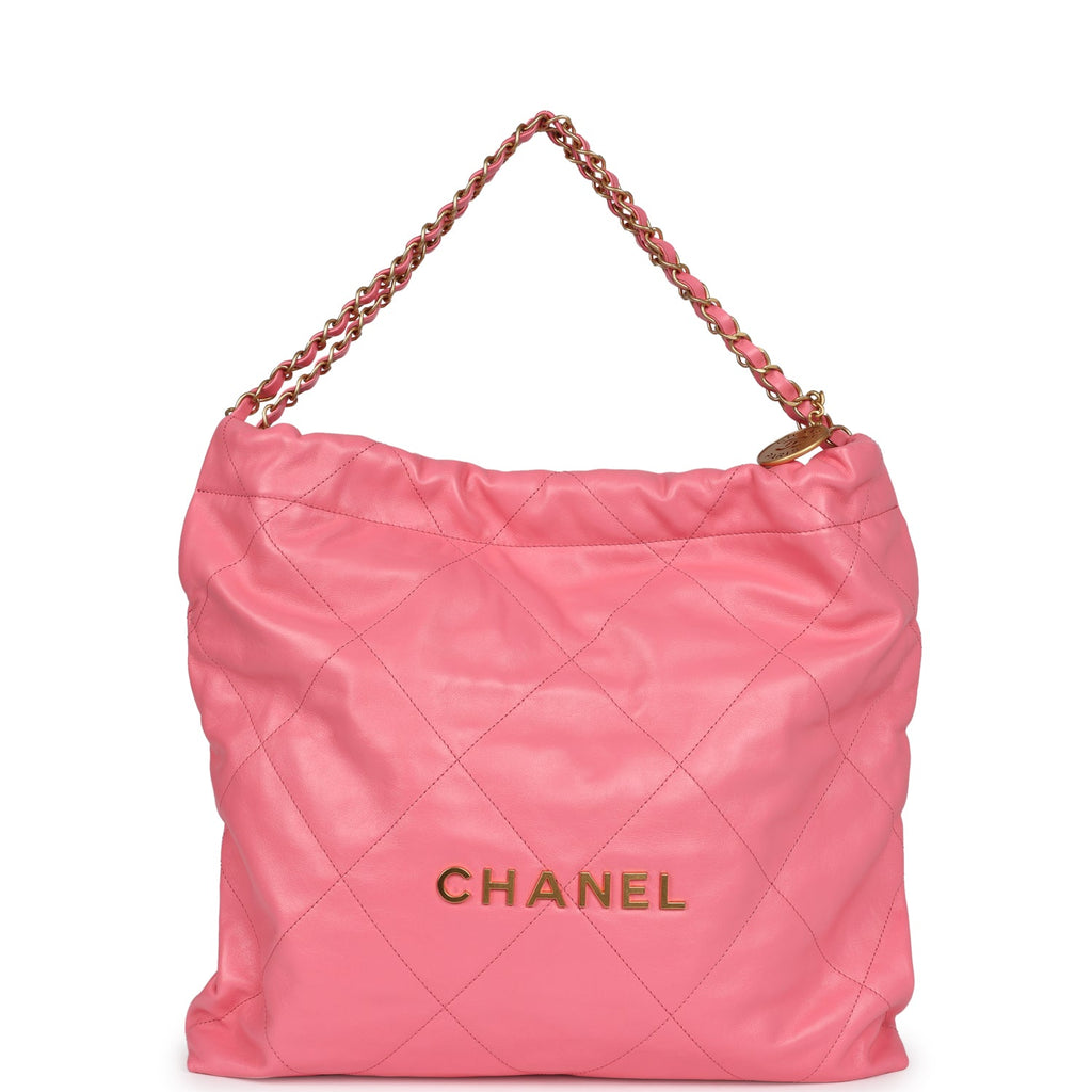 Chanel Small 22 Bag Pink Calfskin Gold Hardware Pink New and Never Worn Calfskin