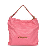 Chanel Small 22 Bag Pink Calfskin Gold Hardware