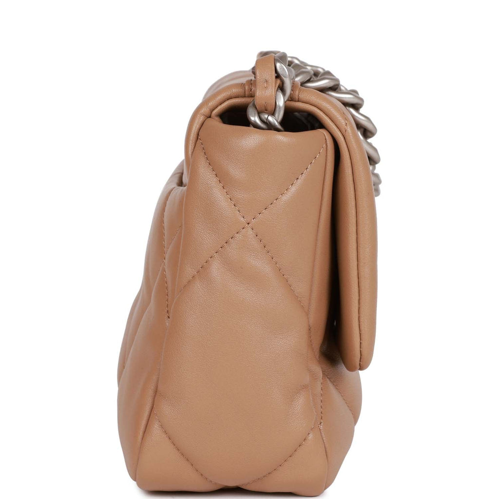 Chanel Medium 19 Flap Bag Dark Beige Calfskin Mixed Hardware