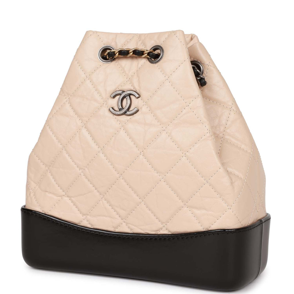Chanel Black Aged Calfskin Leather Gabrielle Backpack with Mixed