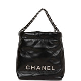 Chanel Mini 22 Bag Black Calfskin Silver Hardware