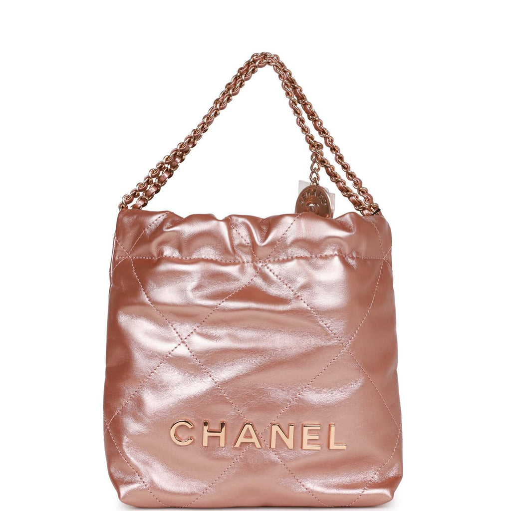 Chanel Mini 22 Bag Rose Gold Iridescent Calfskin Rose Gold Hardware –  Madison Avenue Couture