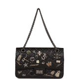 Pre-owned Chanel Lucky Charms Reissue 2.55 Flap Bag Black Aged Calfskin Ruthenium Hardware
