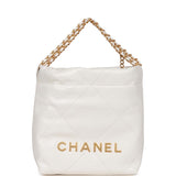 Chanel Mini 22 Bag White Calfskin Gold Hardware