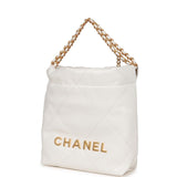 Chanel Mini 22 Bag White Calfskin Gold Hardware