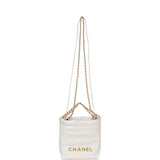 Chanel Mini 22 Bag White Calfskin Gold Hardware