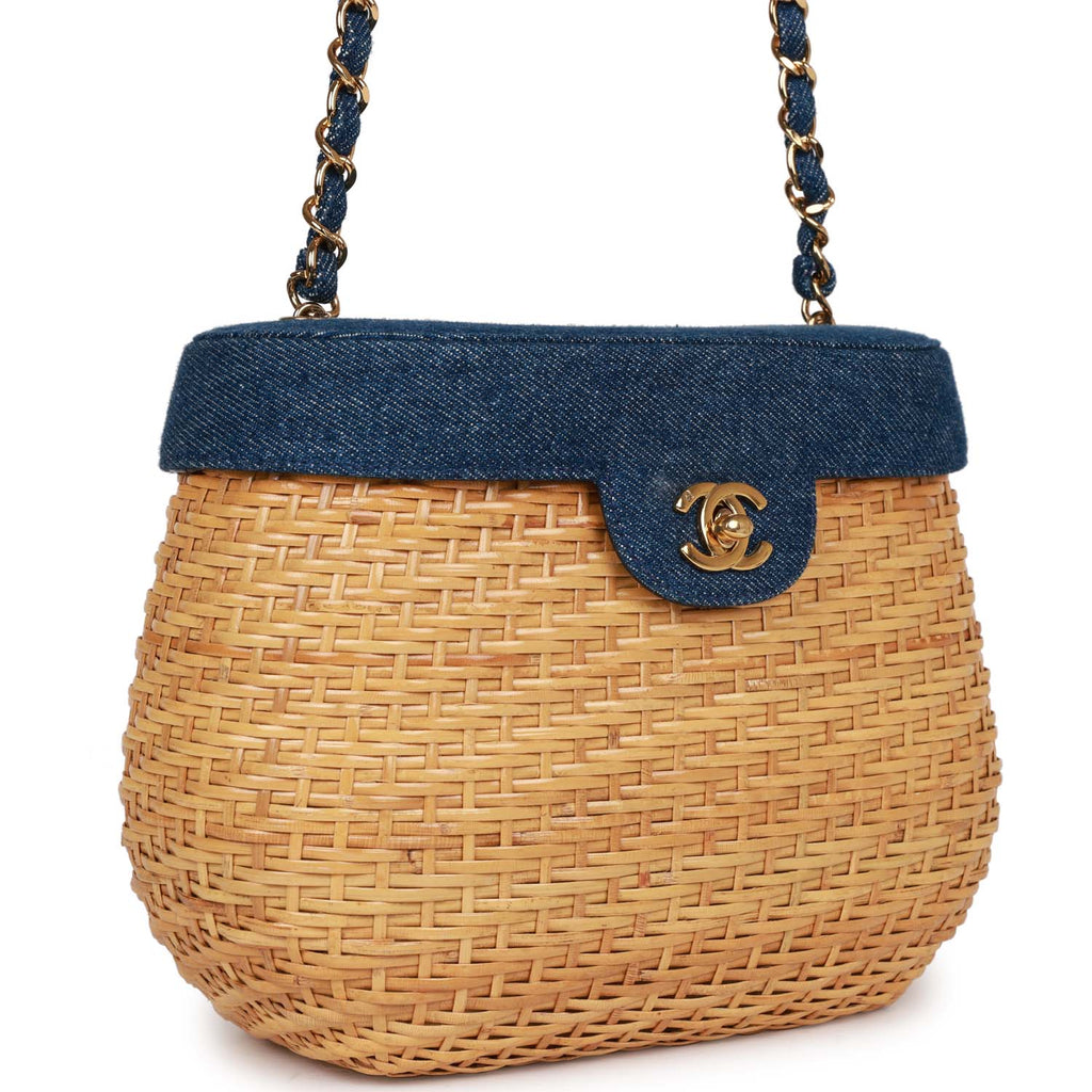 Chanel Rattan Heart Locket Basket Bag