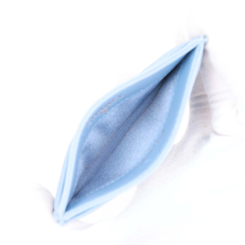 Classic card holder - Lambskin & silver-tone metal, blue — Fashion | CHANEL