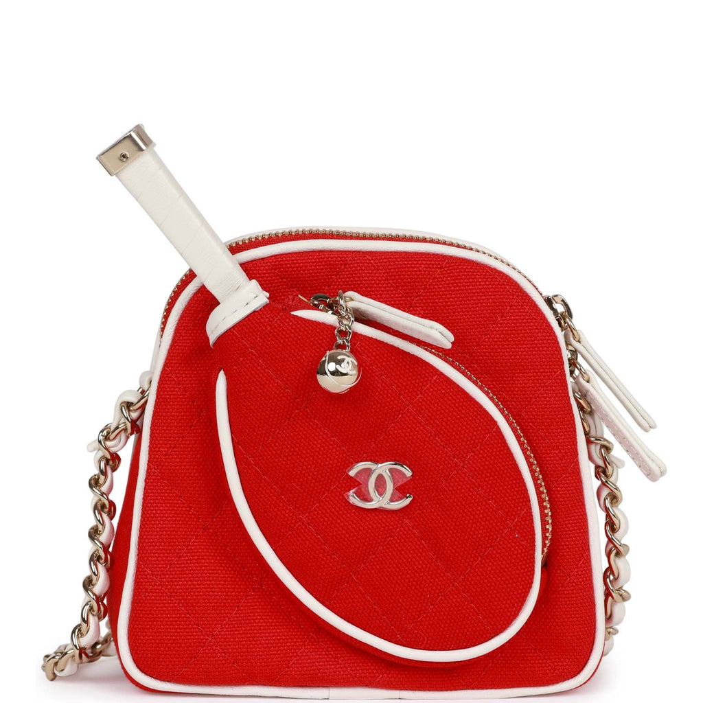 Chanel Monte-Carlo Mini Crossbody Tennis Bag White Canvas Light