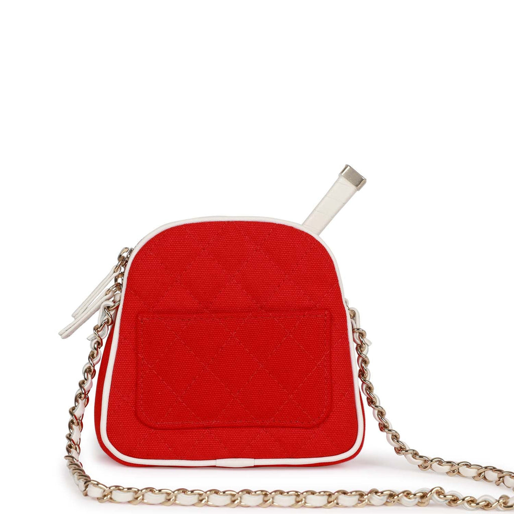 Chanel "Monte-Carlo" Mini Crossbody Tennis Bag Red Canvas Light Gold Hardware