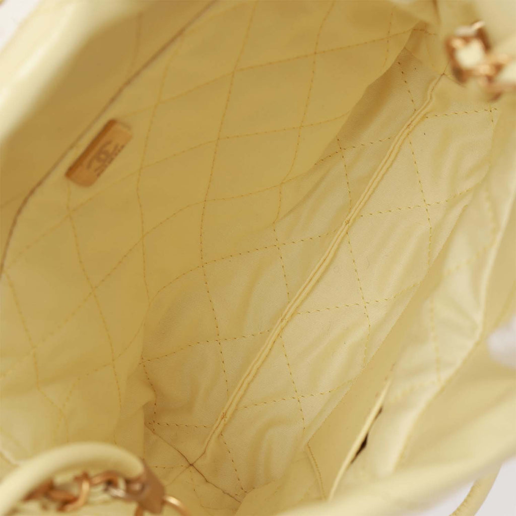 Chanel Light Yellow Quilted Calfskin Mini 22 Hobo Bag Gold Hardware, 2023 (Like New)