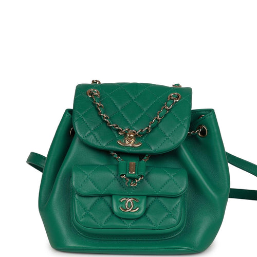 Chanel Small Duma Backpack Green Lambskin Light Gold Hardware