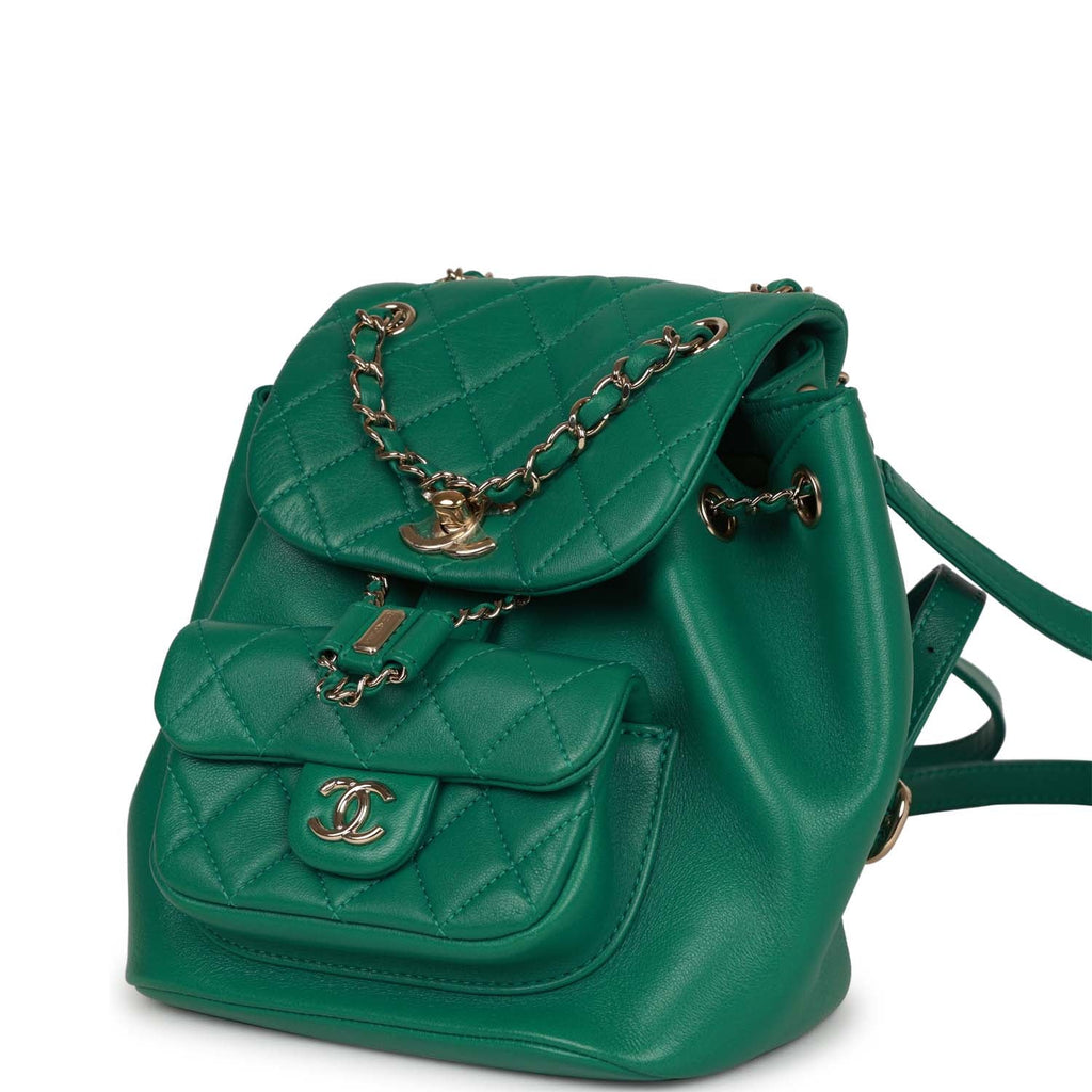 Chanel Small Duma Backpack Green Lambskin Light Gold Hardware