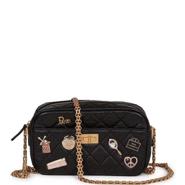 Chanel Lucky Charms Mini Camera Bag Black Aged Calfskin Aged Gold Hard – Madison  Avenue Couture