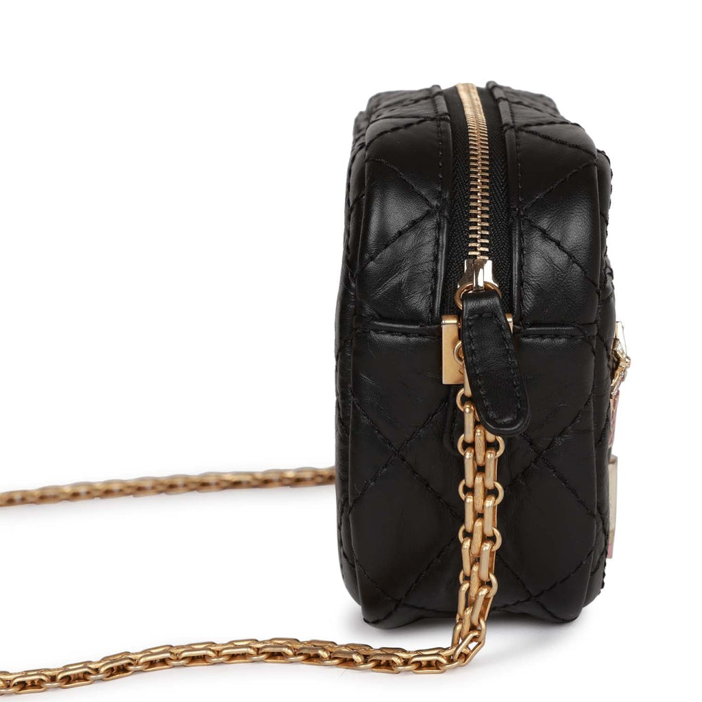 Chanel Lucky Charms Mini Camera Bag Black Aged Calfskin Aged Gold