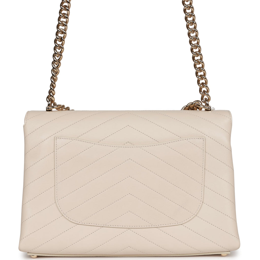 Chanel Vintage - Tweed Chain Envelope Bag - White - Fabric and