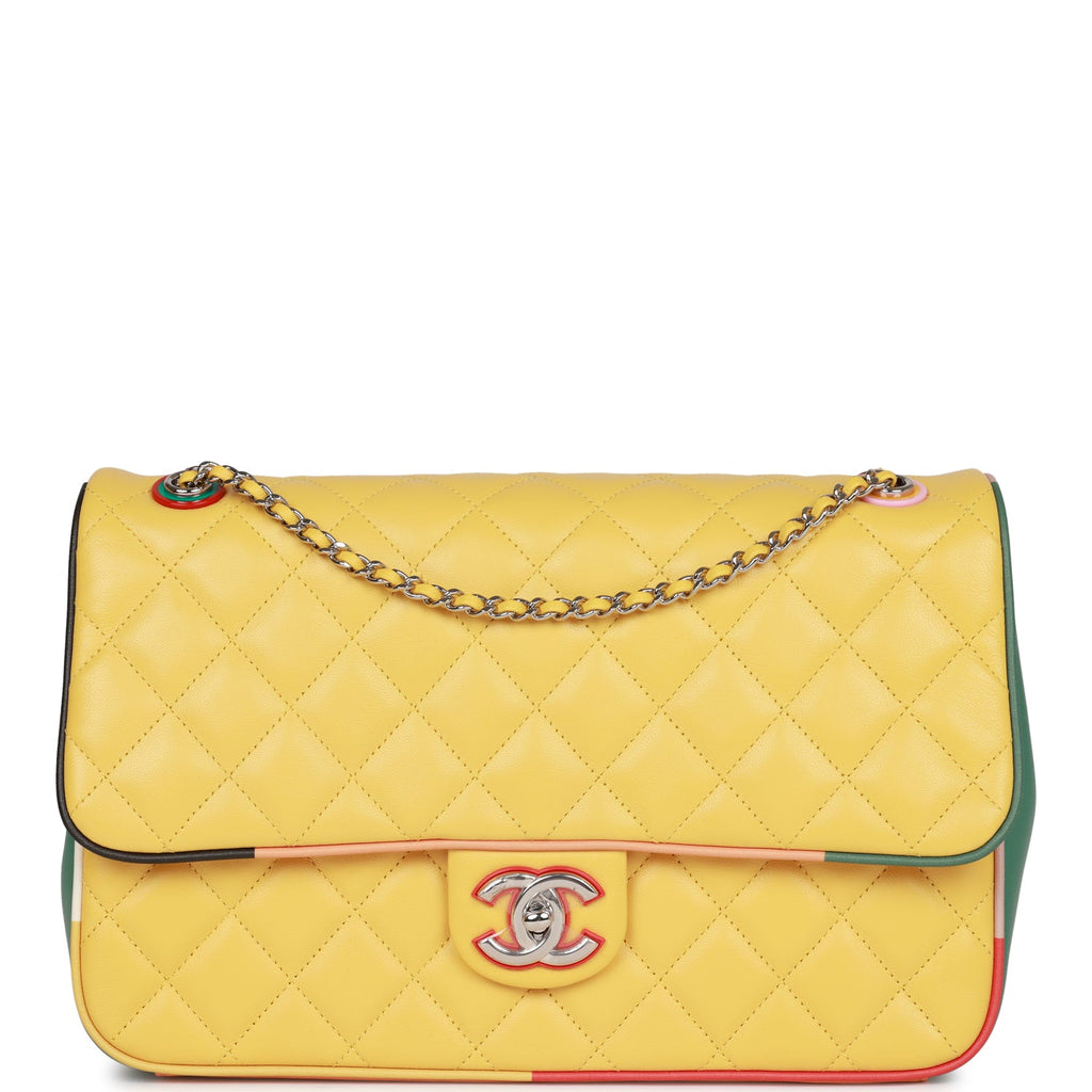  Chanel, Pre-Loved Yellow Metallic Quilted Lambskin Long Flap  Wallet, Yellow : Luxury Stores