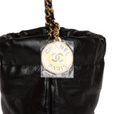 Chanel Mini 22 Bag Black Calfskin and Pearl Antique Gold Hardware