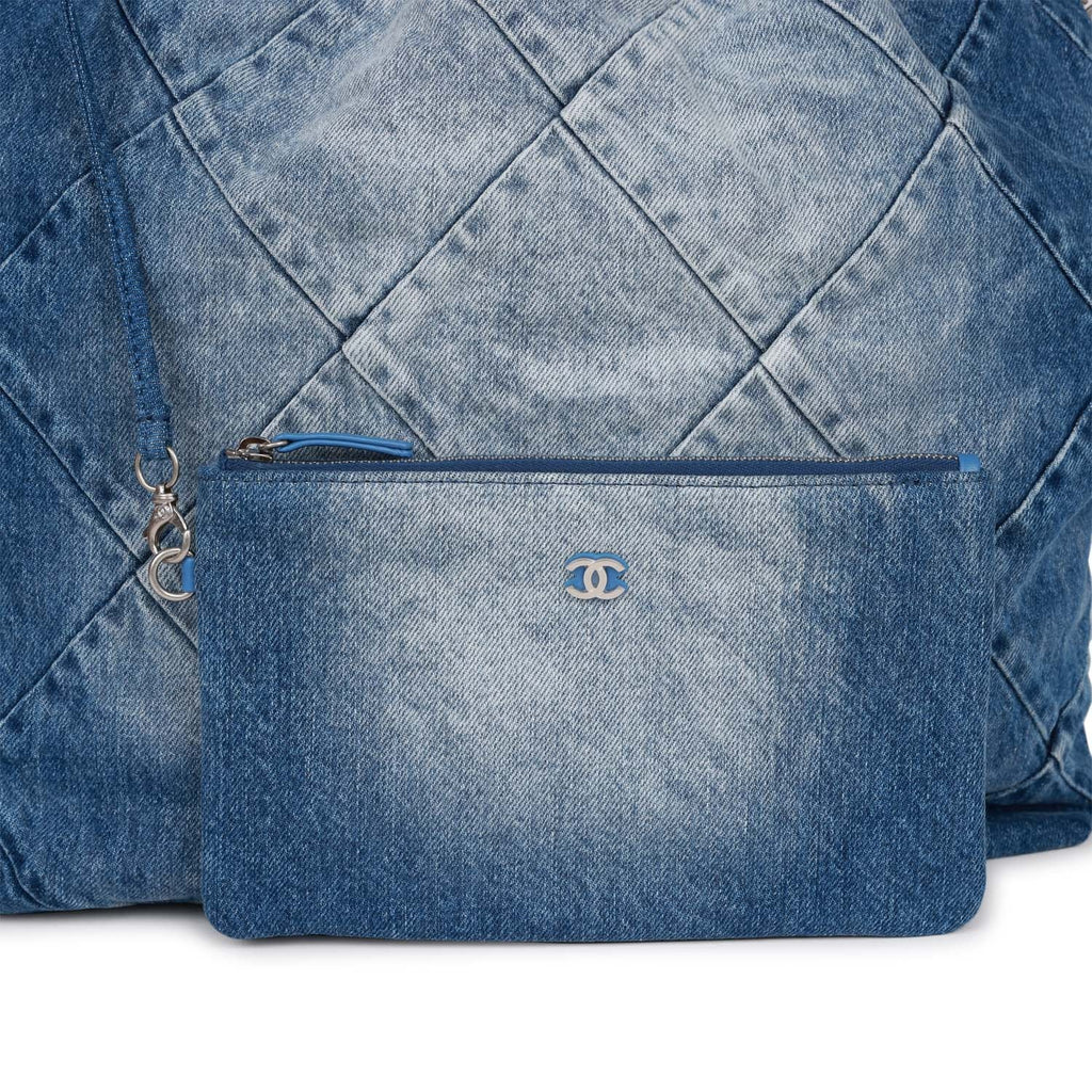 Chanel Classic Flap Bag Dark Blue Denim Braided Silver Hardware