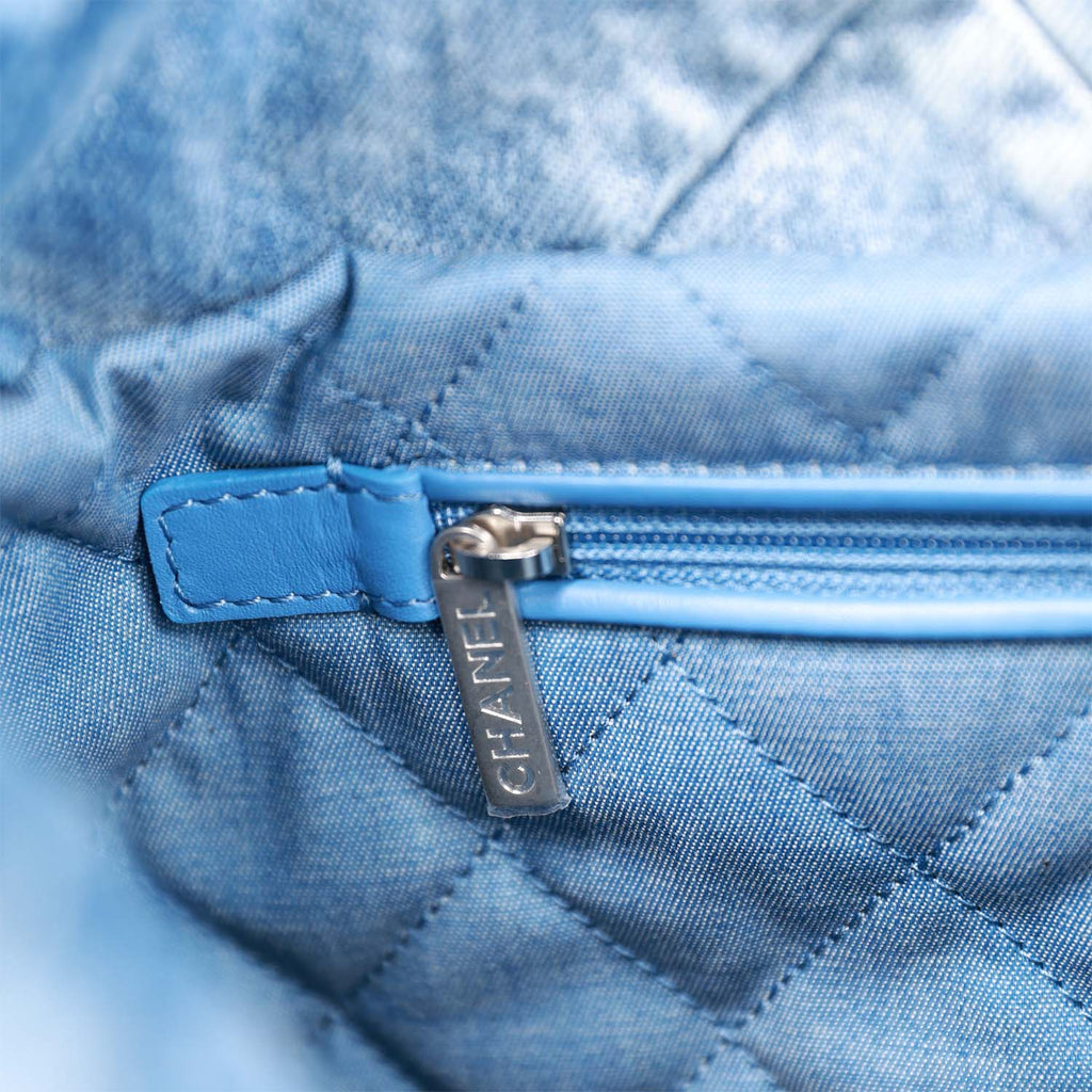 Chanel Large 22 Bag Faded Blue Denim Silver Hardware – Madison