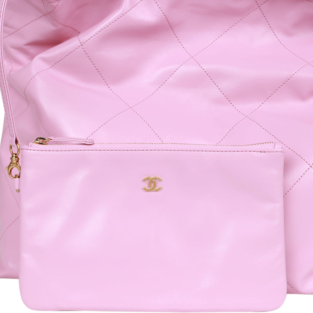 Pink Calfskin and Faux Pearl Mini Bag Gold Hardware, 2021