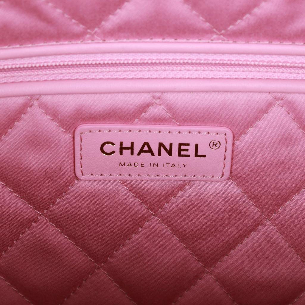 CHANEL Pink & Black Quilted Calfskin Leather Small Cambon CC Logo Bag  C.2004-2005