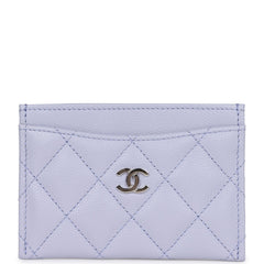 Chanel Card Holder Wallet Lilac Caviar Silver Hardware