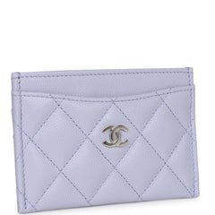 Chanel Card Holder Wallet Lilac Caviar Silver Hardware