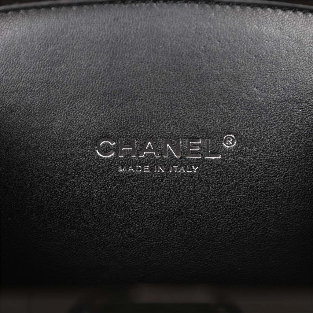 Pre-owned Chanel Minaudiere Compact Clutch Black Acrylic Silver Hardware