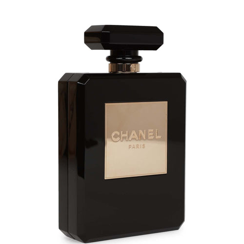 Pre-owned Chanel Minaudiere Perfume Clutch Black Acrylic Light Gold Hardware