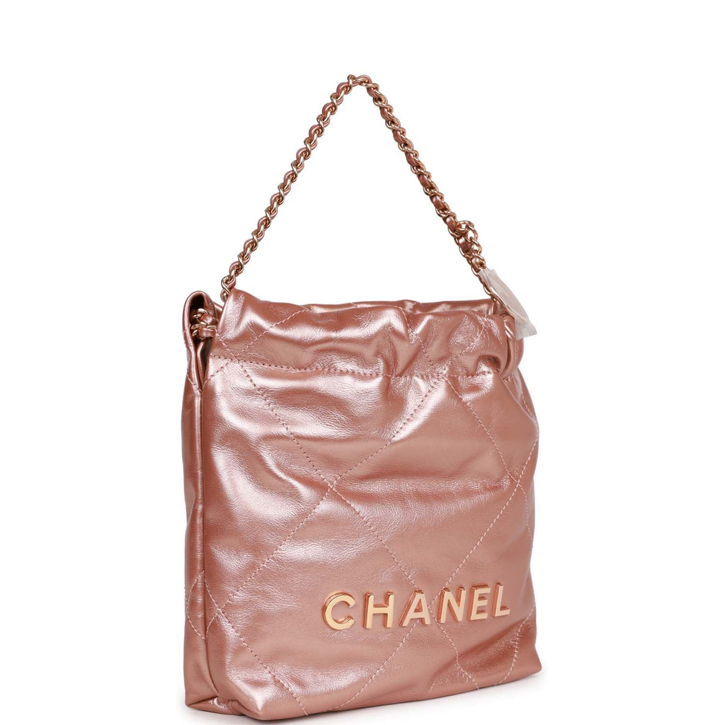 CHANEL 2022 22 SMALL IRRIDESCENT QUILTED LEATHER SHOULDER BAG
