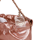 Chanel Mini 22 Bag Rose Gold Iridescent Calfskin Rose Gold Hardware