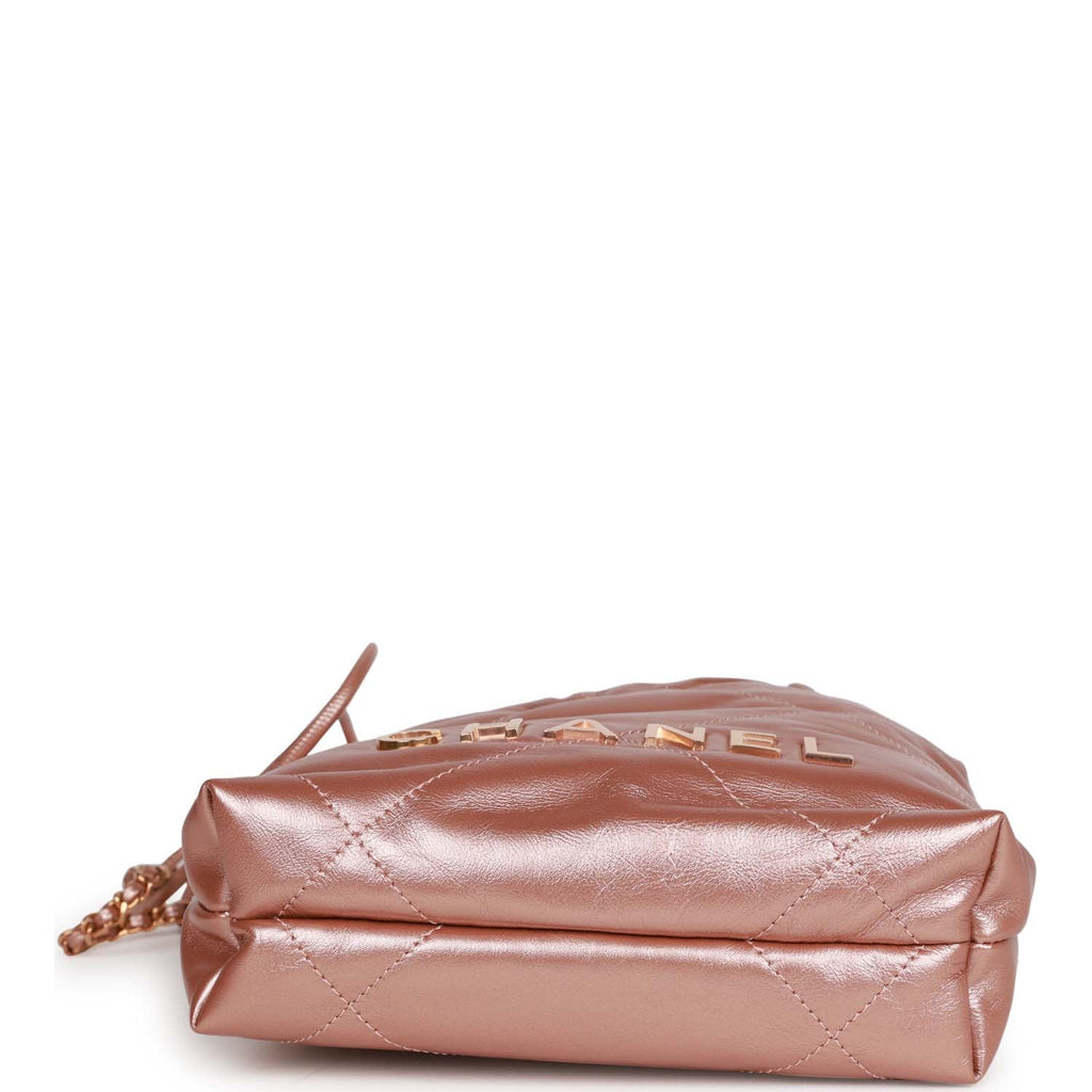 Chanel Small 22 Bag Pink Calfskin Antique Gold Hardware – Madison