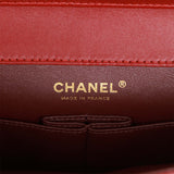 Pre-owned Chanel Classic Flap Gabrielle Brasserie Menu Clutch Burgundy and Black Lambskin Antique Gold Hardware