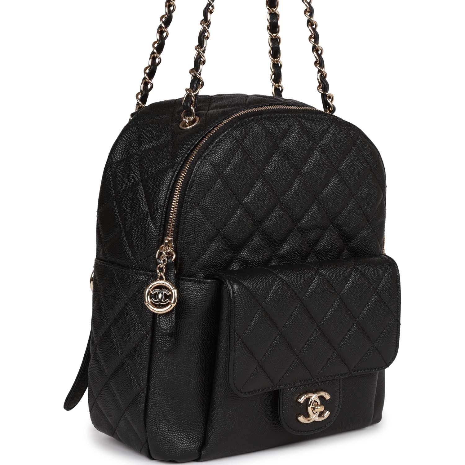 Chanel Large Backpack Black Caviar Light Gold Hardware