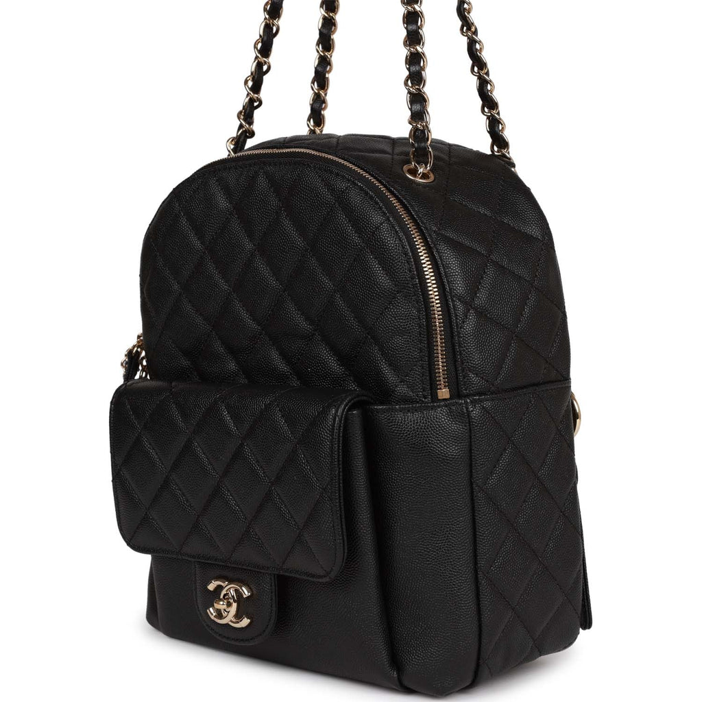 Chanel Large Backpack Black Caviar Light Gold Hardware