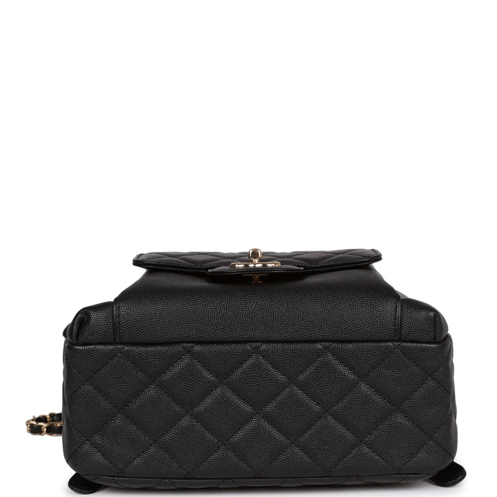authentic chanel black quilted leather large backpack Chanel Large Backpack Black Caviar Light Gold Hardware
