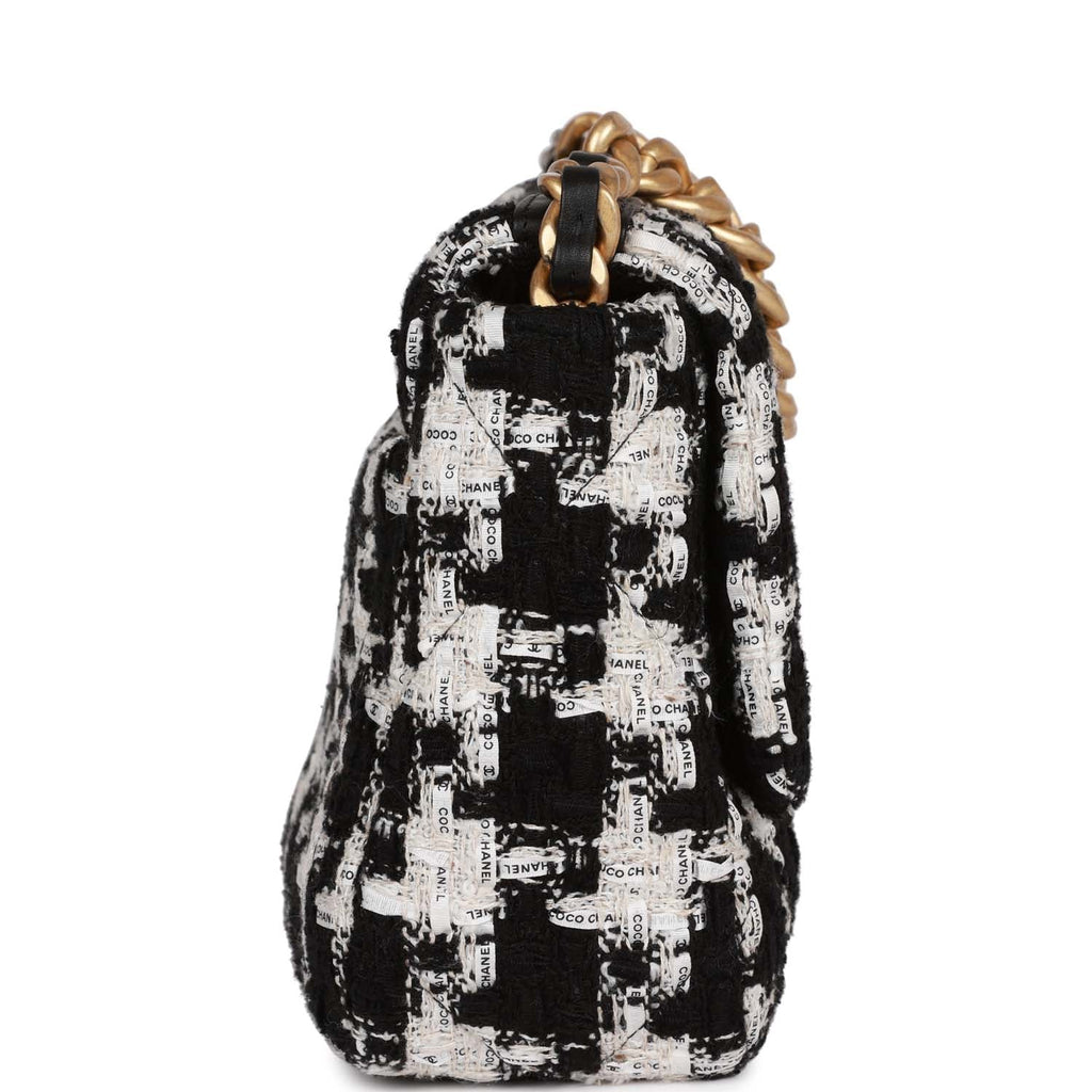 White and Black Wool Tweed Backpack Gold Hardware, 2022