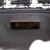 Pre-owned Chanel Medium 19 Flap Bag Black and White Tweed Mixed Hardware