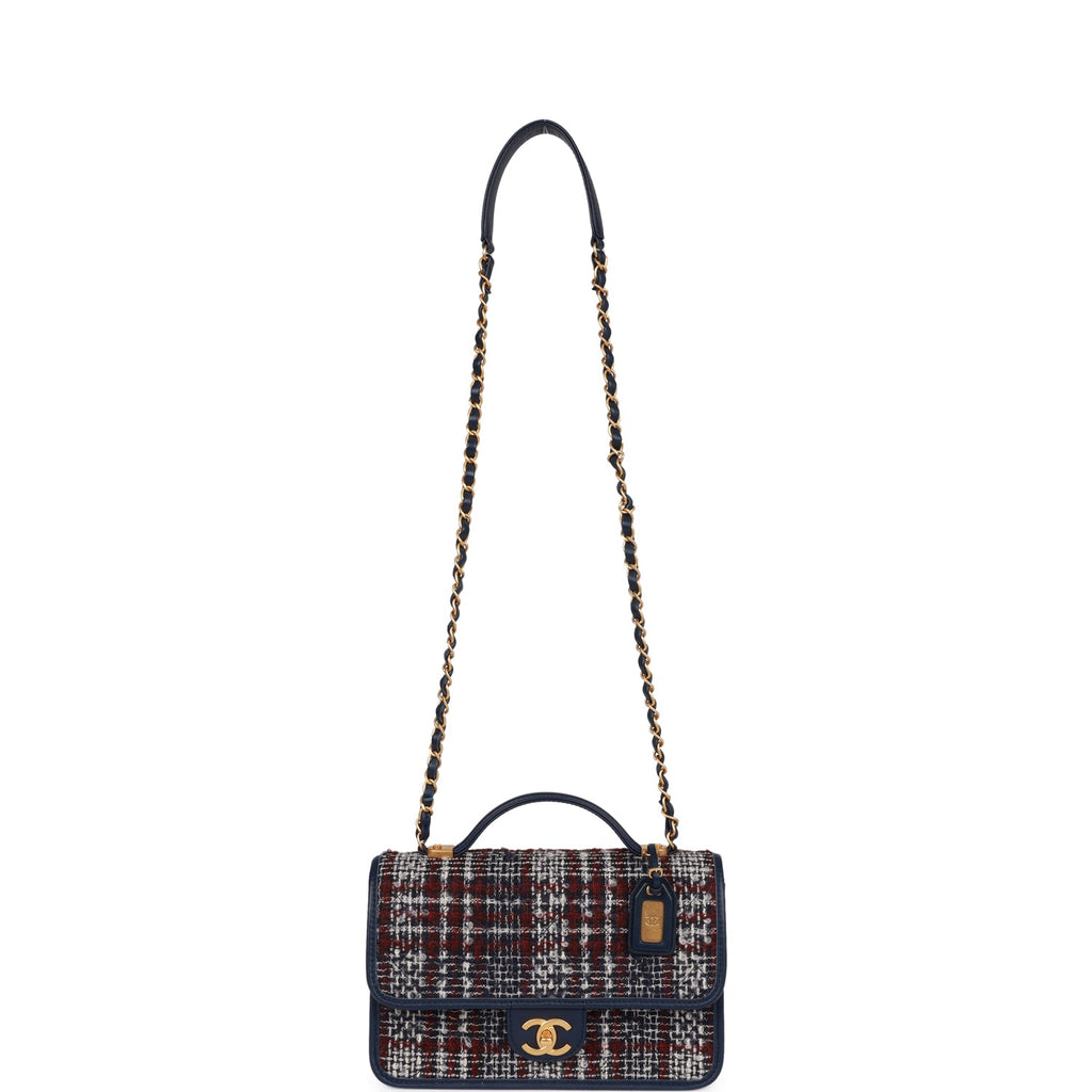 Pre-owned Chanel Medium School Memory Flap Bag with Top Handle Navy Mu –  Madison Avenue Couture